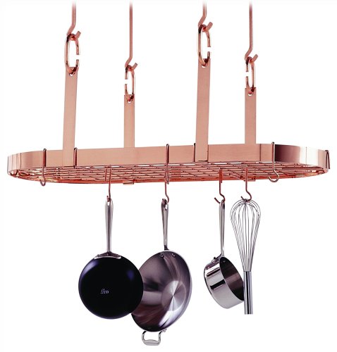 Enclume PR14WG CP Four Point Oval Ceiling Pot Rack w/ 18 Hooks CP