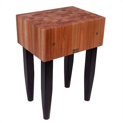 John Boos RN-LB2418-C RN-LBXX Rouge et Noir Le Bloc Prep Table with Butcher Block Top Casters: Included, Base Finish: Standard Varnique, Size: 24" W x 18" D