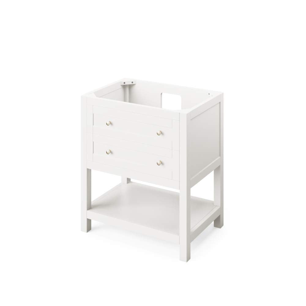 Jeffrey Alexander VKITAST30WHWCR 30" White Astoria Vanity, White Carrara Marble Vanity Top, undermount rectangle bowl