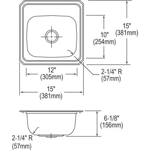 Elkay BCR150 Sink, 1.25, Stainless Steel