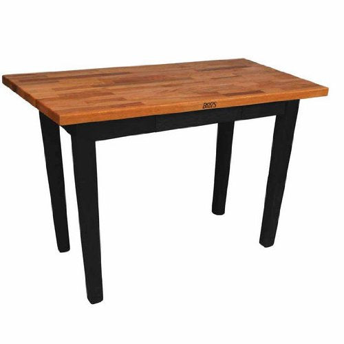 John Boos OC6036-BK OC Oak Country Table - Blended Butcher Block Top, 60"W x 36"D No Shelf, Black Base