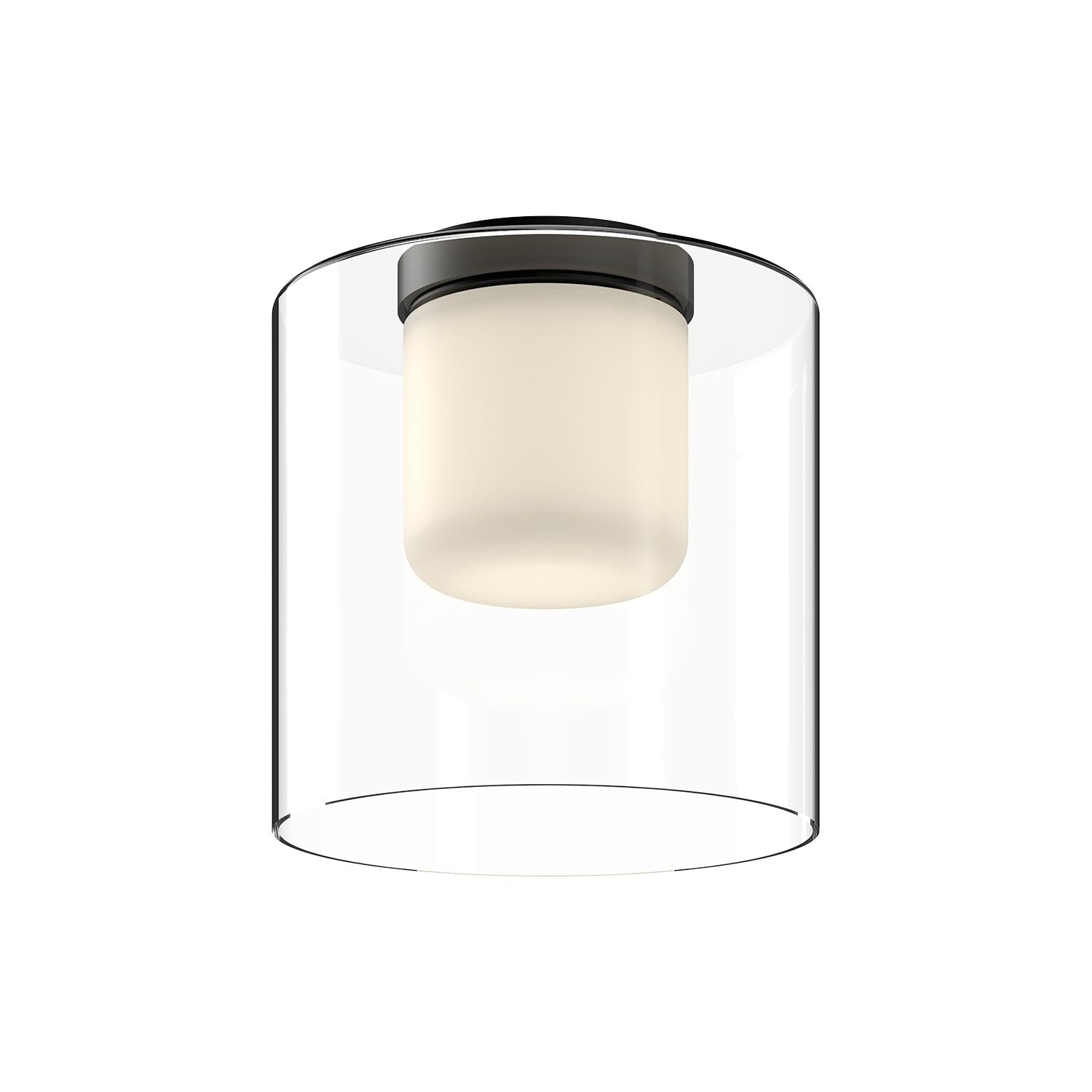 Kuzco FM53509-BK/CL BIRCH 9" FLUSH MOUNT TEXTURED BLACK CLEAR GLASS 120V ELV LED 3000K 90CRI 13W