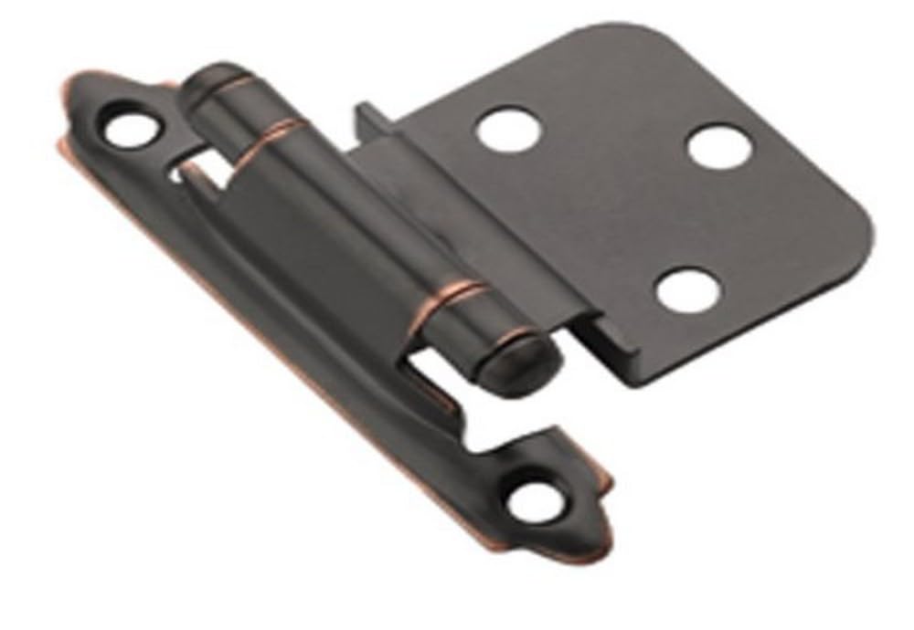 Amerock Cabinet Hinge 3/8 inch (10 mm) Inset Hinge Oil Rubbed Bronze 2 Pack Self-Closing Hinge Face Mount Hinge Cabinet Door Hinge