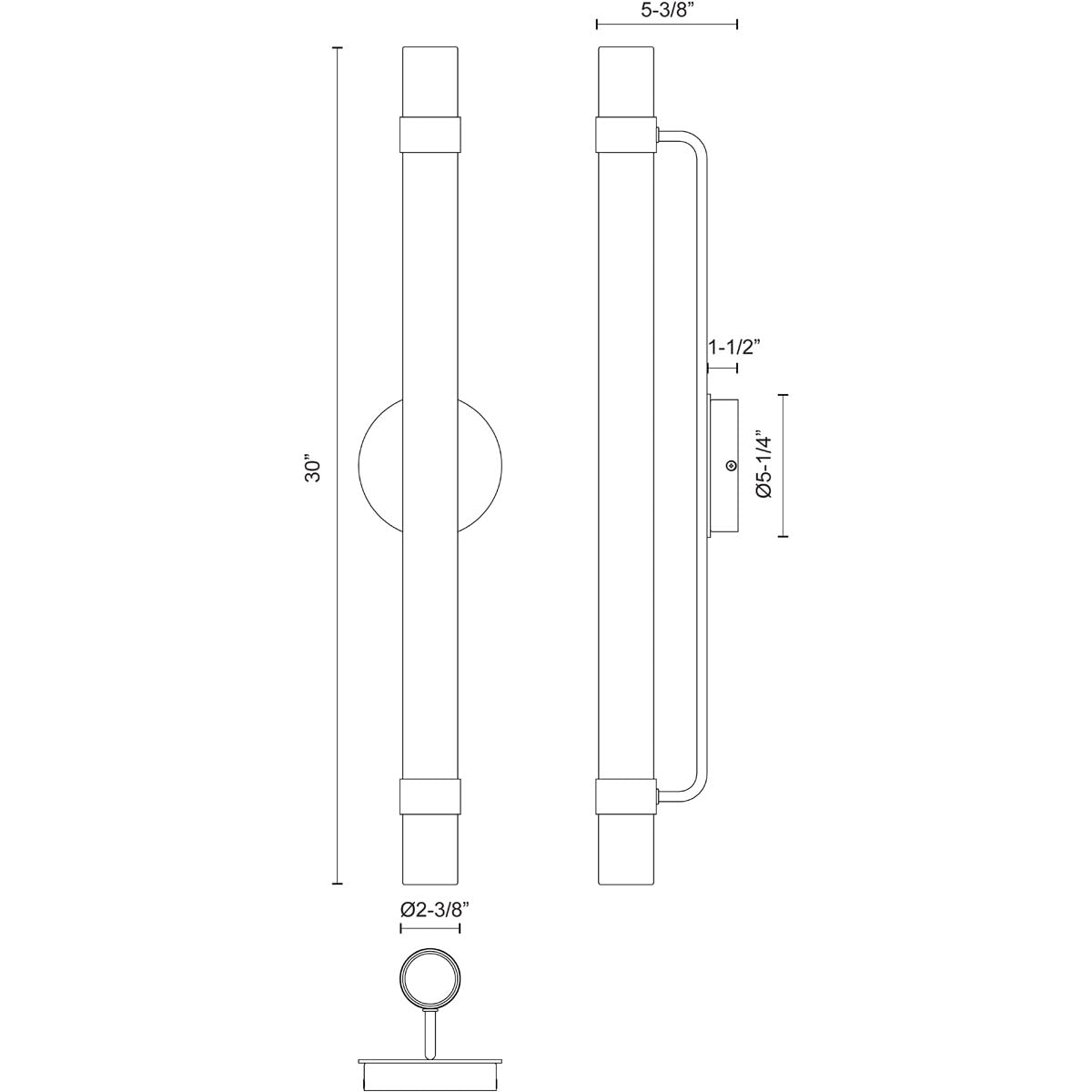 Alora WV324230PNGO MADISON 30" WV POLISHED NICKEL GLOSSY OPAL 22W LED 90 3000K DC LED