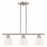 Livex 53854-91 Transitional Three Light Linear Chandelier from Somerville Collection in Pwt, Nckl, B/S, Slvr. Finish, 26.00 inches, Brushed Nickel, 14.25x26.00x5.00