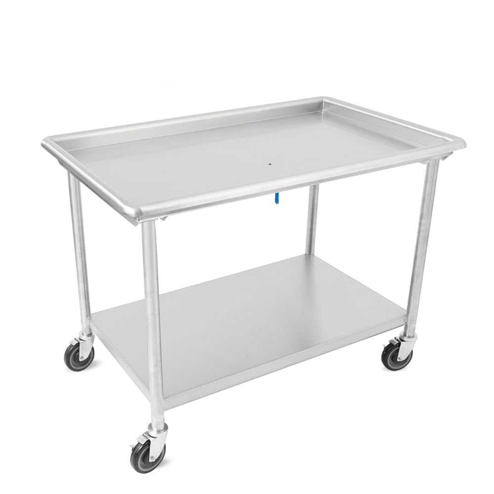 John Boos DST6-3061SSW-C Mobile Dish Sorting Tables, Flat Top, Fixed Stainless Steel Undershelf, Casters, 16GA Top
