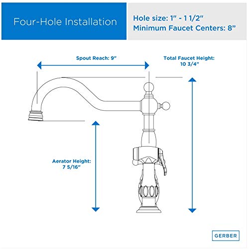 Gerber D404457 Chrome Opulence Two Handle Bridge Faucet