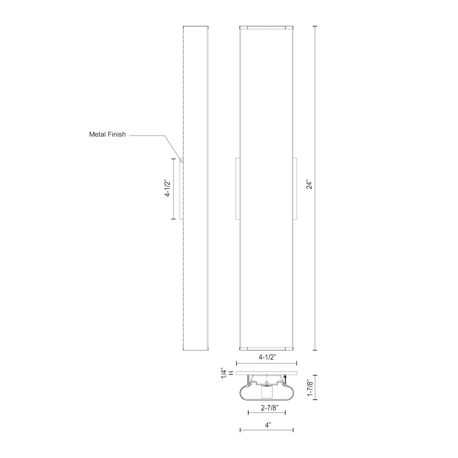 Kuzco VL60224-BK FERGUSON 24" VL Black 120V ELV LED 3000K 90CRI 31W