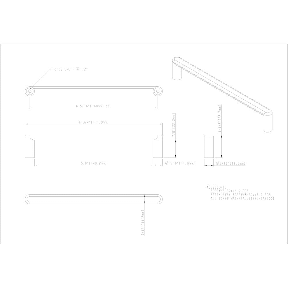 Elements 105-160BG 160 mm Center-to-Center Brushed Gold Gibson Cabinet Pull