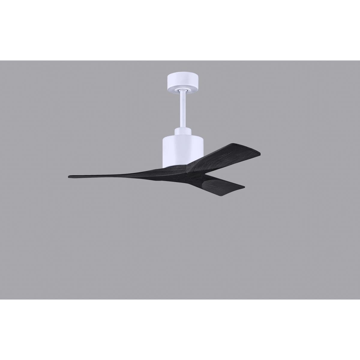 Matthews Fan NK-MWH-BK-42 Nan 6-speed ceiling fan in Matte White finish with 42” solid matte black wood blades