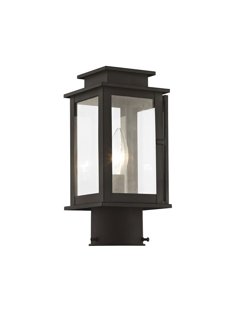 Livex Lighting 20201-07 Princeton 1 Light Bronze Outdoor Post Lantern, 10.50x4.75x4.75