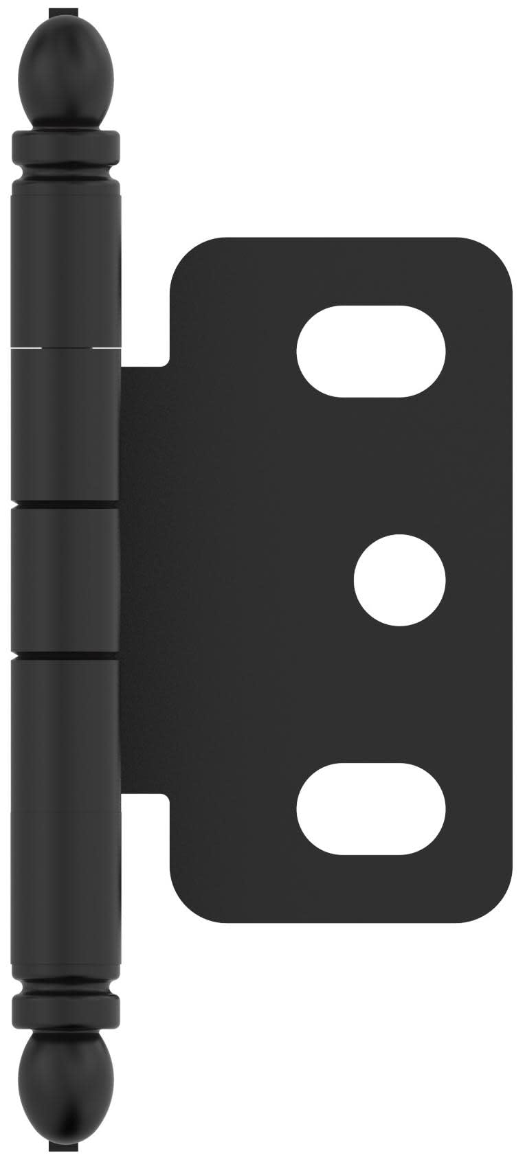 Amerock Cabinet Hinge 3/4 in. (19 mm) Door Thickness Full Inset Partial Wrap Ball Tip Matte Black Kitchen Cabinet Door Hinge Single Hinge Functional Hardware