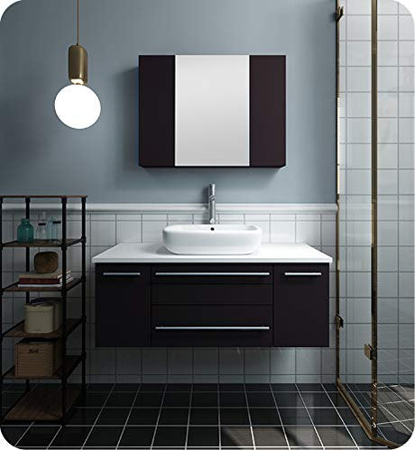 Fresca FVN6142ES-VSL Fresca Lucera 42" Espresso Wall Hung Vessel Sink Modern Bathroom Vanity w/ Medicine Cabinet