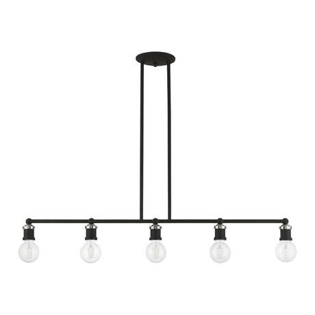 Lansdale 5 Light Linear Chandelier in Black with Brushed Nickel (47165-04)
