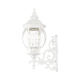 Livex Lighting 7701-13 Frontenac Traditional 4-Light Outdoor Wall Lantern with Clear Beveled Glass Shades, 30" x 10.25", White