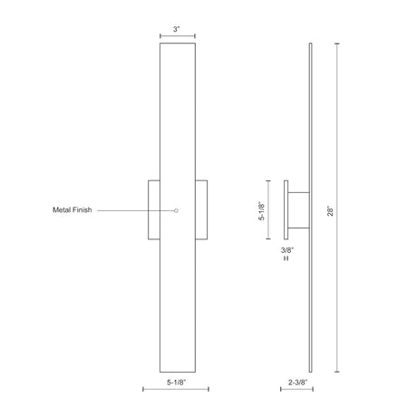 Kuzco AT7928-BK VESTA 28" AT Black 120V ELV LED 3000K 90CRI 31W