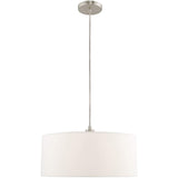 Livex Lighting 41090-91 Clark - One Light Chandelier, Brushed Nickel Finish with Off-White Fabric Shade