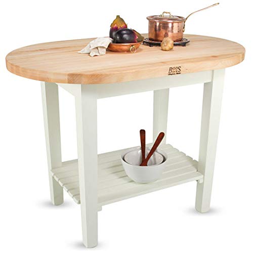 John Boos C-ELIP4830175-S-AL Eliptical C-Table Kitchen Island Base Finish: Alabaster, Shelves: 1 Included