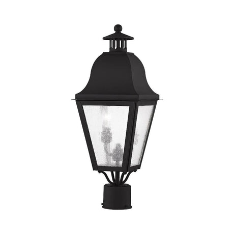 Livex Lighting 2552-04 Outdoor Post with Seeded Glass Shades, Black