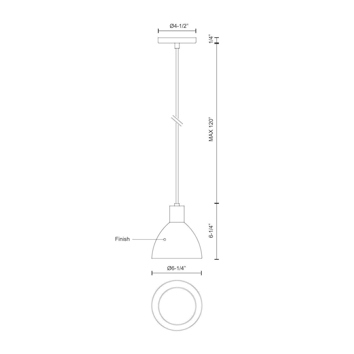 Kuzco PD1706-BN CHROMA 6" PD Brushed Nickel 120V ELV LED 3000K 90CRI 9W