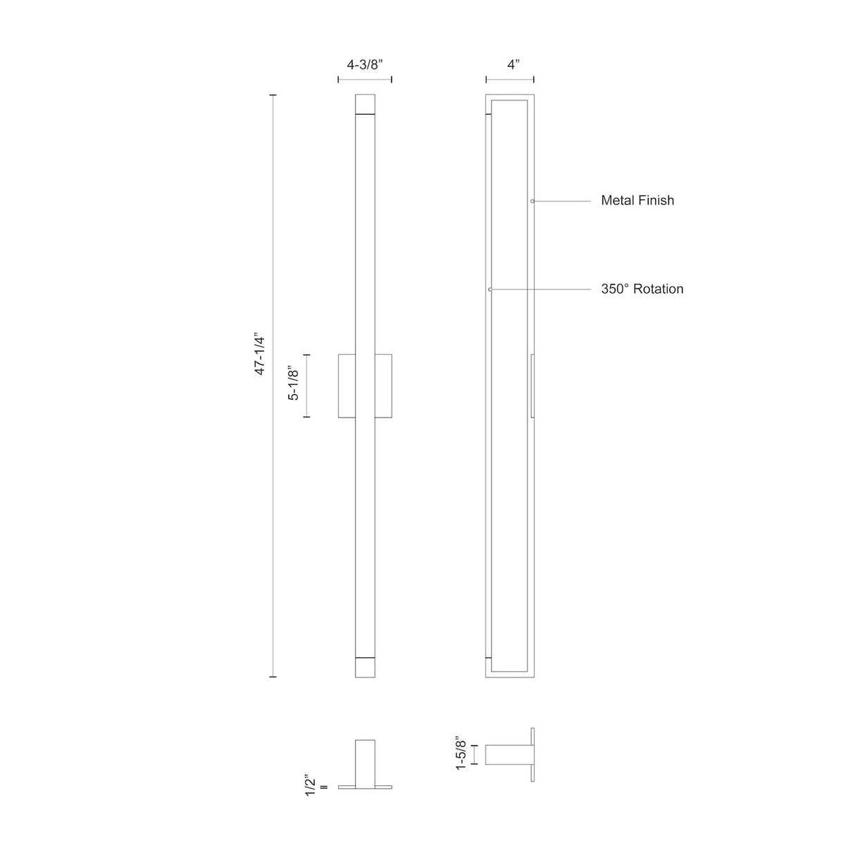 Kuzco WS24348-BN SWIVEL 48" WS Brushed Nickel 120V ELV LED 3000K 90CRI 52W