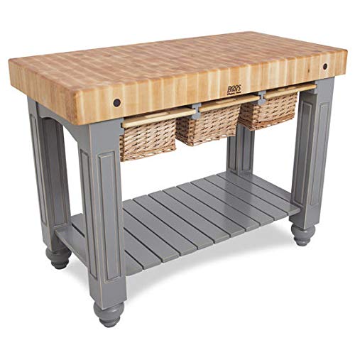 John Boos CU-GB4824-SG Gathering Block III - 4" Thick 48x24 Maple Butcher Block; Slate Gray Base
