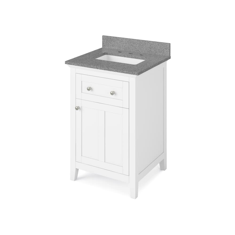 Jeffrey Alexander VKITCHA24WHSGR 24" White Chatham Vanity, Steel Grey Cultured Marble Vanity Top, undermount rectangle bowl