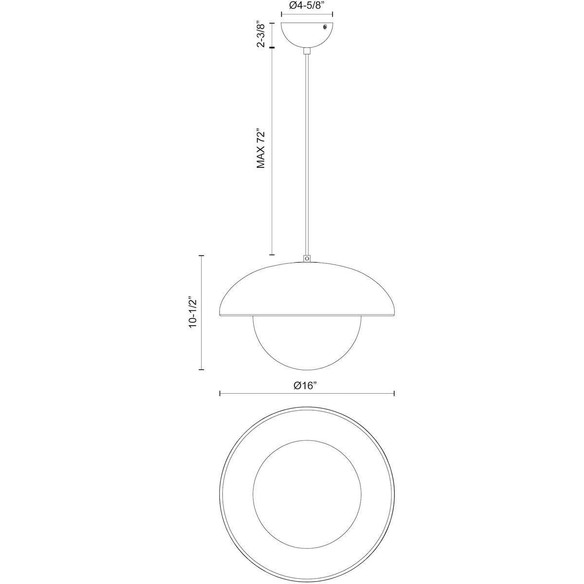 Alora PD522016AGOP RUBIO 16" PD AGED BRASS MATTE OPAL GLASS CORD 72 1X60W E26