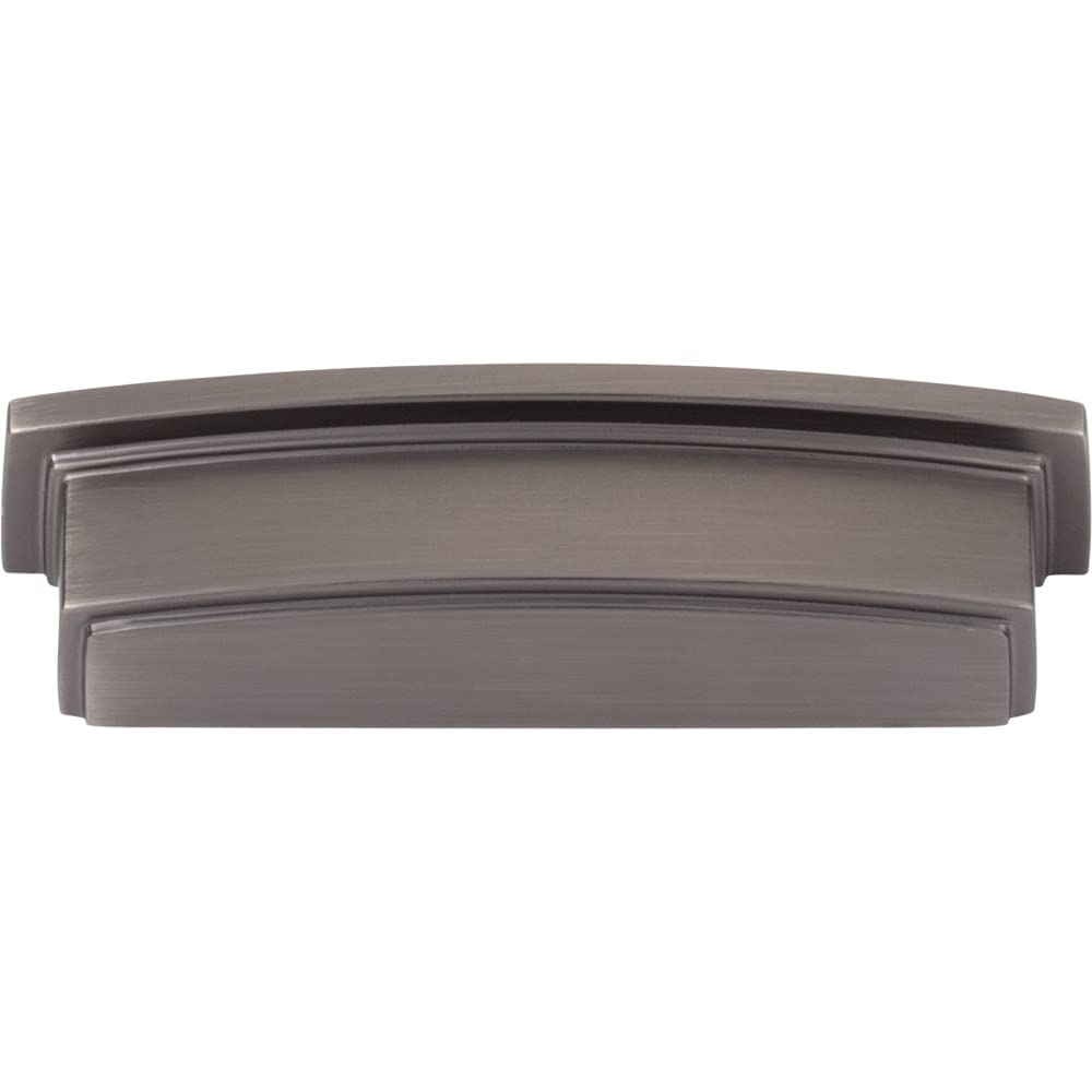 Jeffrey Alexander 141-96BNBDL 96 mm Center Brushed Pewter Square-to-Center Square Renzo Cabinet Cup Pull
