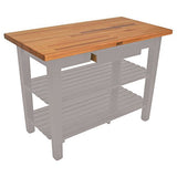 John Boos OC3625-2S-UG OC Oak Country Table - Blended Butcher Block Top, 36"W x 25"D Two Shelves, Gray Stained Base