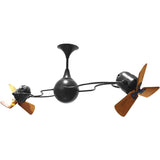 Matthews Fan IV-BK-WD Italo Ventania 360° dual headed rotational ceiling fan in Matte Black finish with solid sustainable mahogany wood blades.