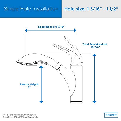 Gerber D455221 Chrome Antioch Single Handle Pull-out Kitchen Faucet