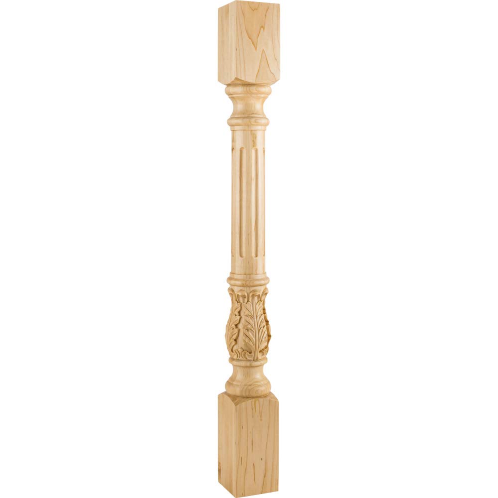 Hardware Resources P23-3.5-ALD 3-1/2" W x 3-1/2" D x 35-1/2" H Alder Fluted Acanthus Post