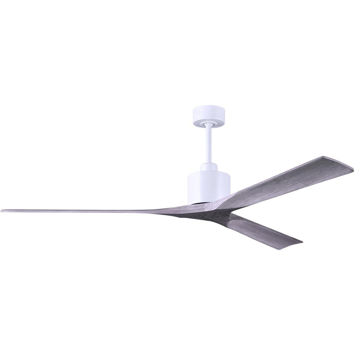 Matthews Fan NKXL-MWH-BW-72 Nan XL 6-speed ceiling fan in Matte White finish with 72” solid barn wood tone wood blades