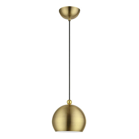 Livex Lighting 45481-01 Stockton Mini Pendant Antique Brass with Polished Brass Accents
