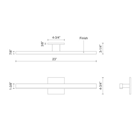 Kuzco VL10323-BK VEGA 23" VL Black 120V ELV LED 3000K 90CRI 16W