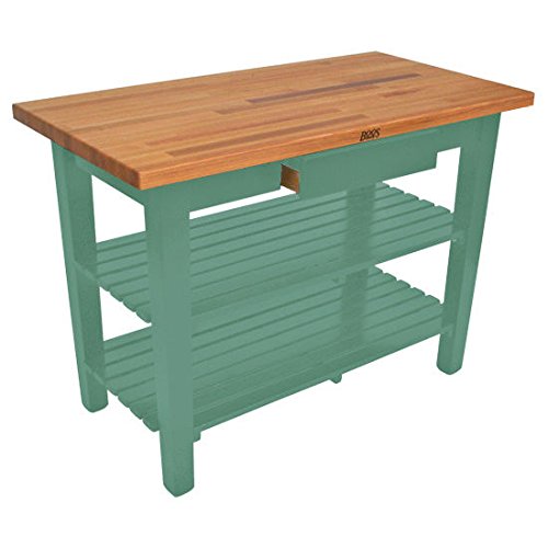 John Boos OC4830-D-2S-BS Oak Table Block with 2 Shelves & Drawer, 48" W x 30" D 35" H, Basil