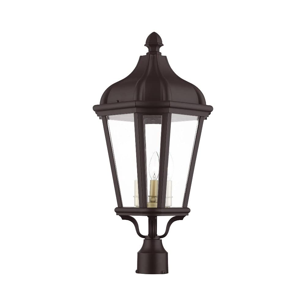 Livex Lighting 3 Light BZ Outdoor Post Top Lantern, Bronze
