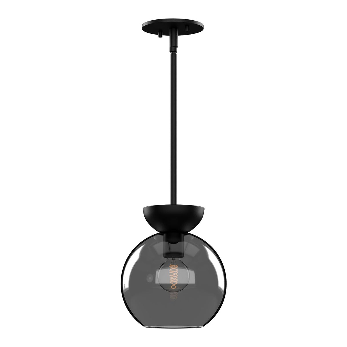 Kuzco PD59708-BK/SM ARCADIA 8" PENDANT MATTE BLACK SMOKED GLASS E26 60W