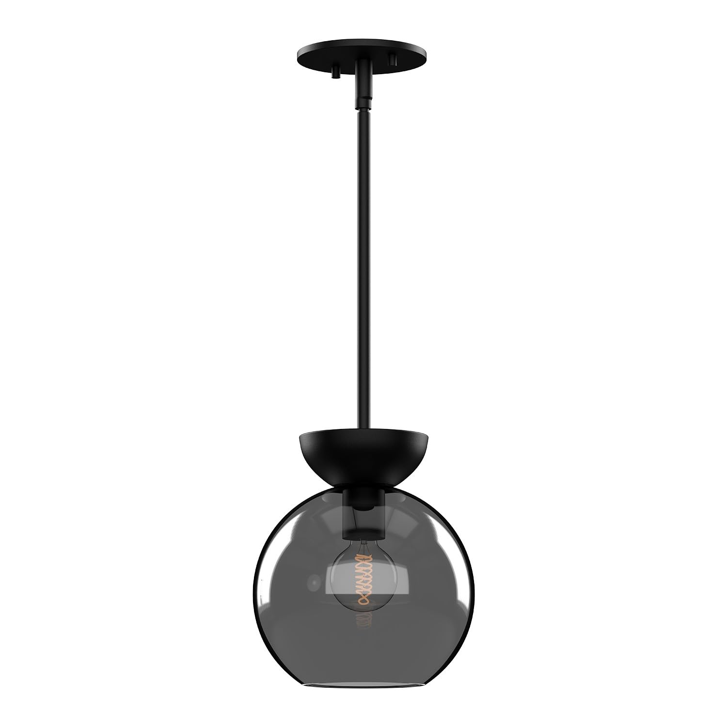 Kuzco PD59708-BK/SM ARCADIA 8" PENDANT MATTE BLACK SMOKED GLASS E26 60W