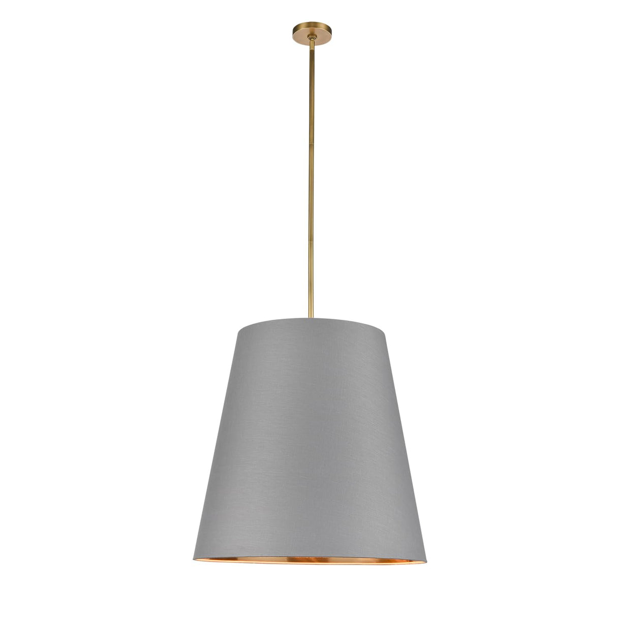 Alora PD311025VBGG CALOR PENDANT 3 LIGHT VINTAGE BRASS GRAY LINEN WITH GOLD PARCHMENT