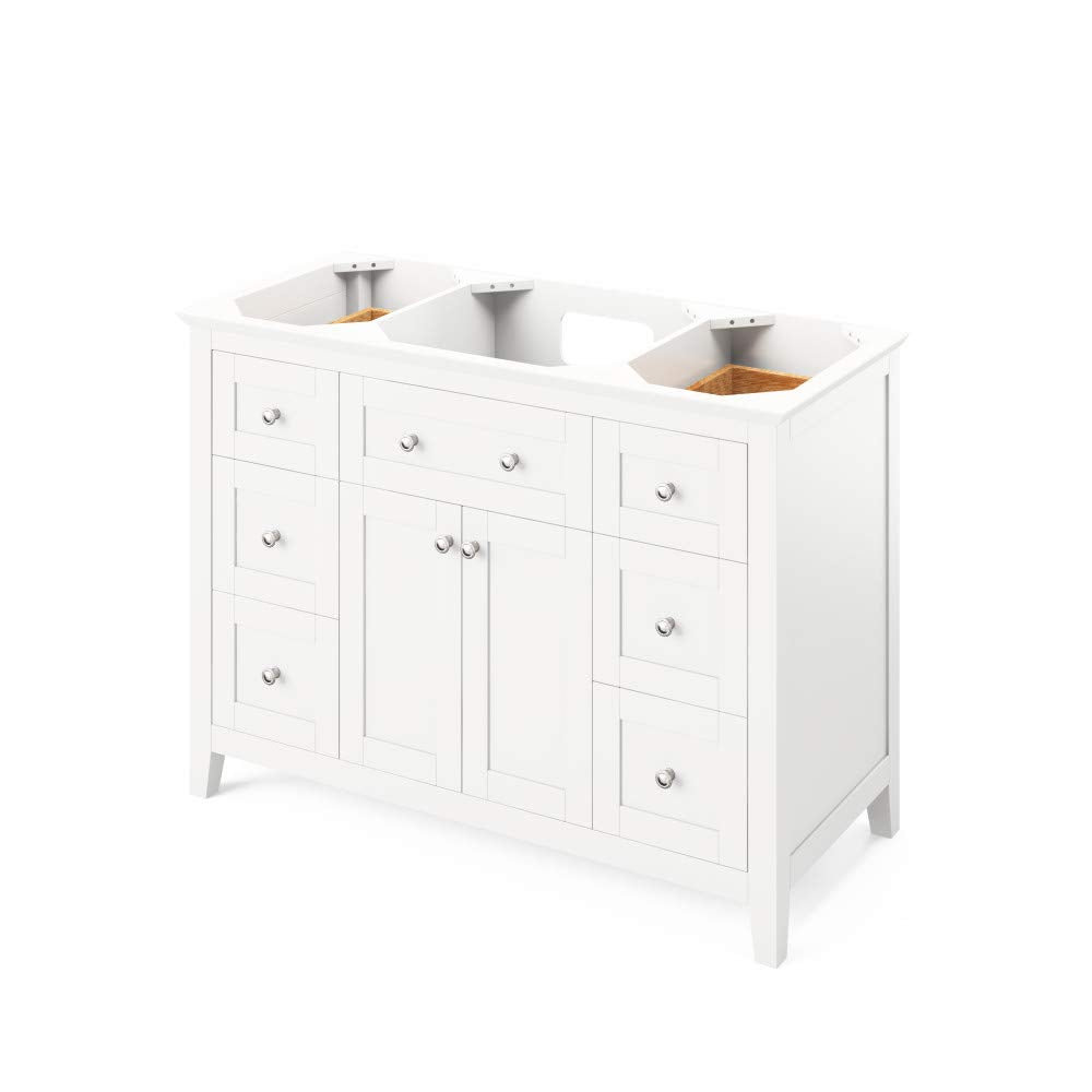 Jeffrey Alexander VKITCHA48WHCQR 48" White Chatham Vanity, Calacatta Vienna Quartz Vanity Top, undermount rectangle bowl