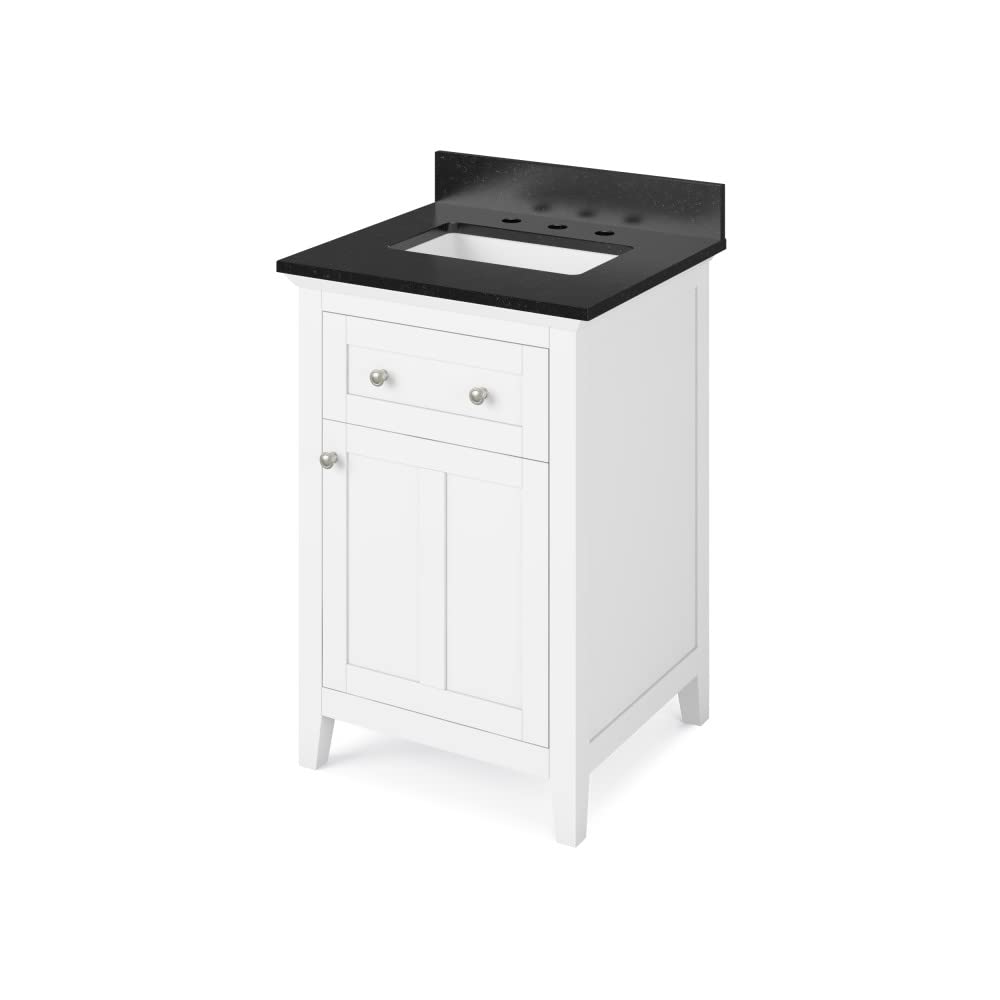 Jeffrey Alexander VKITCHA24WHBGR 24" White Chatham Vanity, Black Granite Vanity Top, undermount rectangle bowl
