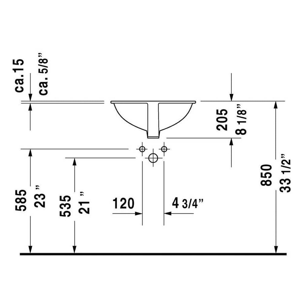 Duravit Dune Drop-In Bathroom Sink 0481460000 White