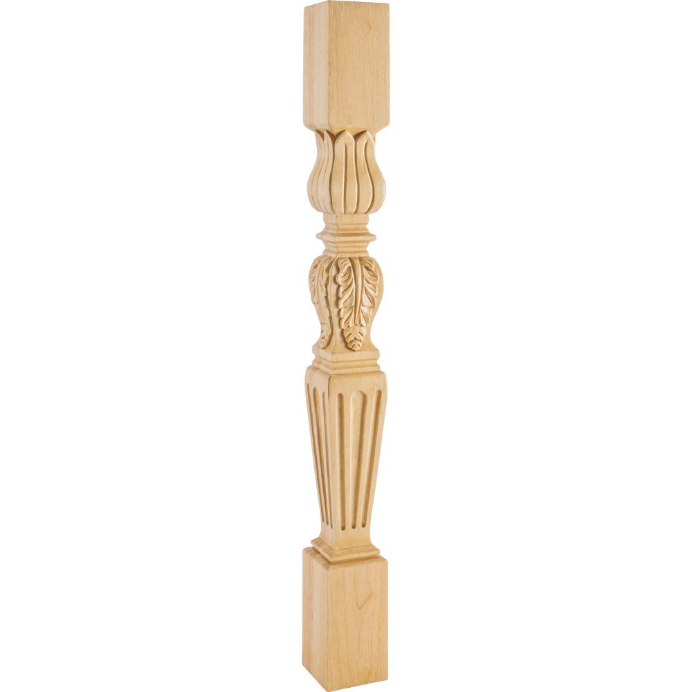 Hardware Resources P29-3.5-ALD 3-1/2" W x 3-1/2" D x 35-1/2" H Alder Fluted Acanthus Post