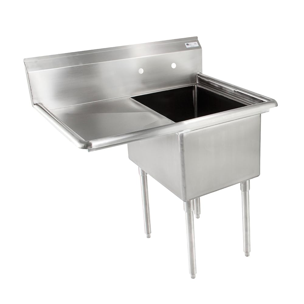 John Boos E1S8-15-14R15 E-Series Single Compartment Sink with 15"W x 15" Front to Back 14" Deep Bowl & Right Drainboard