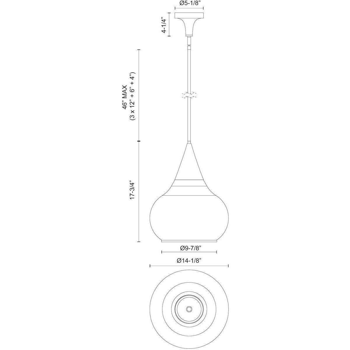 Alora PD524214CHCL HAZEL 14" PD CHROME CLEAR GLASS ROD 46 1X60W E26