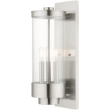 Livex Lighting 20724-91 Hillcrest - Three Light Outdoor Wall Lantern, Brushed Nickel Finish with Clear Glass