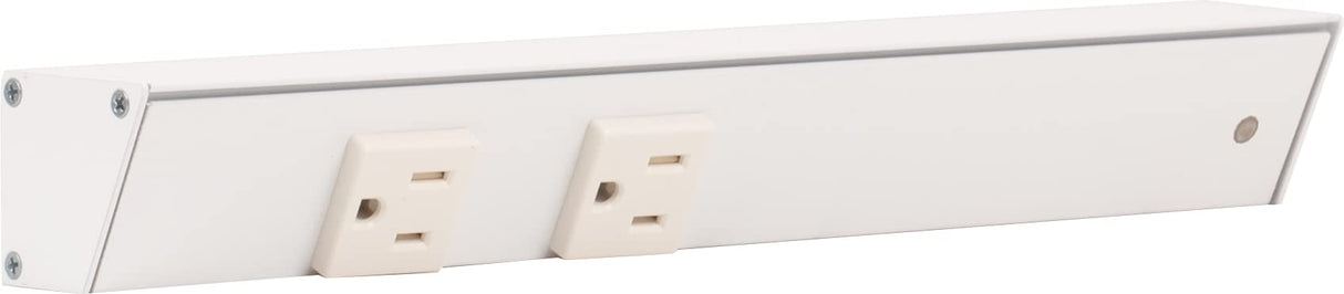 Task Lighting APT12-2W-P-WT-R 12" APT Series Slim Angle Power Strip, Right Entry, White Finish, White Receptacles