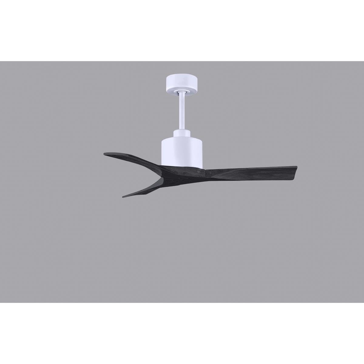 Matthews Fan NK-MWH-BK-42 Nan 6-speed ceiling fan in Matte White finish with 42” solid matte black wood blades